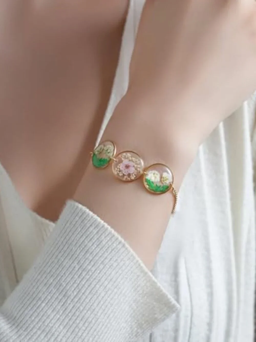 Flower Bracelets for Women,Real Pressed Flower‎ Bracelet,Unique Handmade Design
